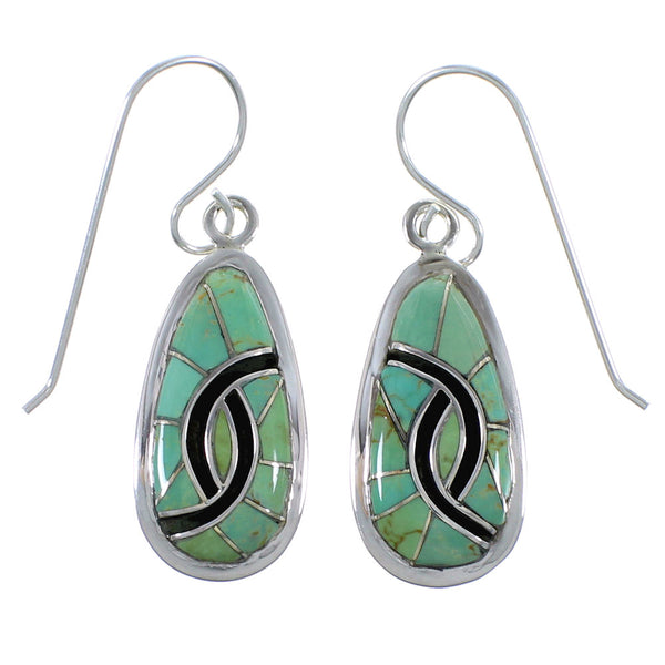 Southwest Genuine Sterling Silver Turquoise Earrings CX45612